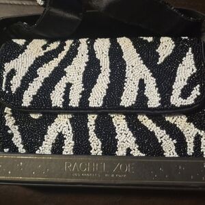 Rachel Zoe Zebra Pattern Beaded Clutch bnib Rt Ts